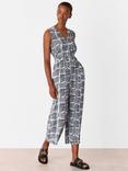 Whistles Petite Hatch Squares Jumpsuit, Navy/Multi