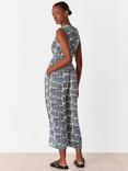 Whistles Petite Hatch Squares Jumpsuit, Navy/Multi