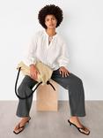 Whistles Broderie Anglaise V-Neck Blouse, White