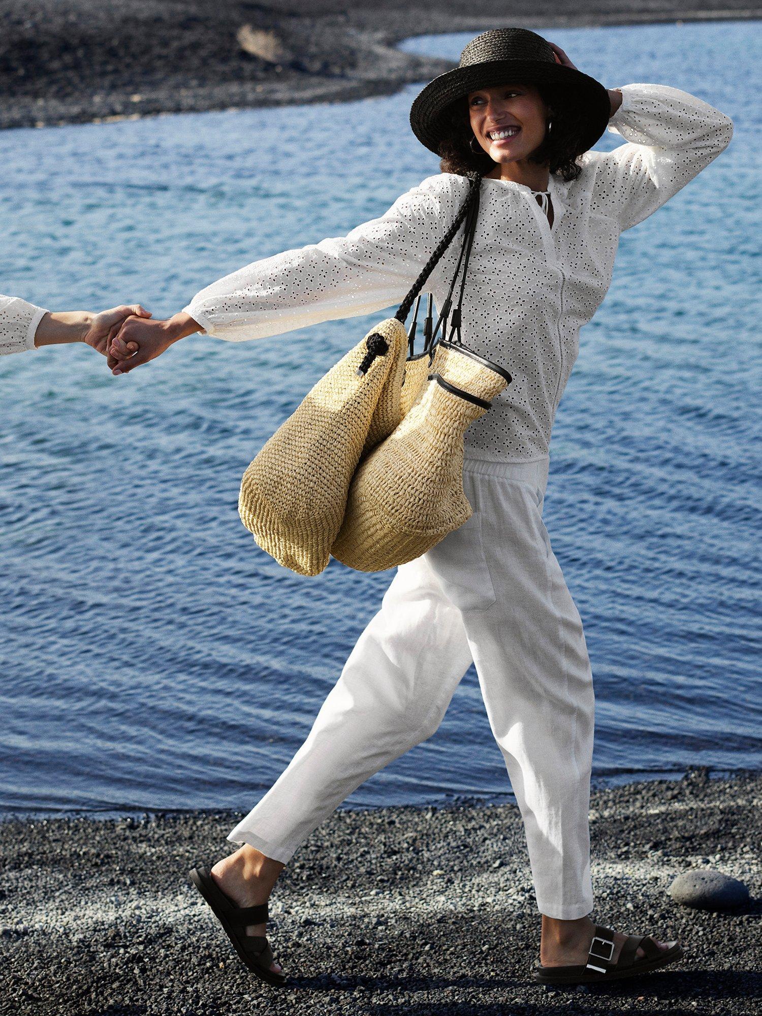 Product image 5 of 7, which shows Whistles Broderie Anglaise V-Neck Blouse, White, 6