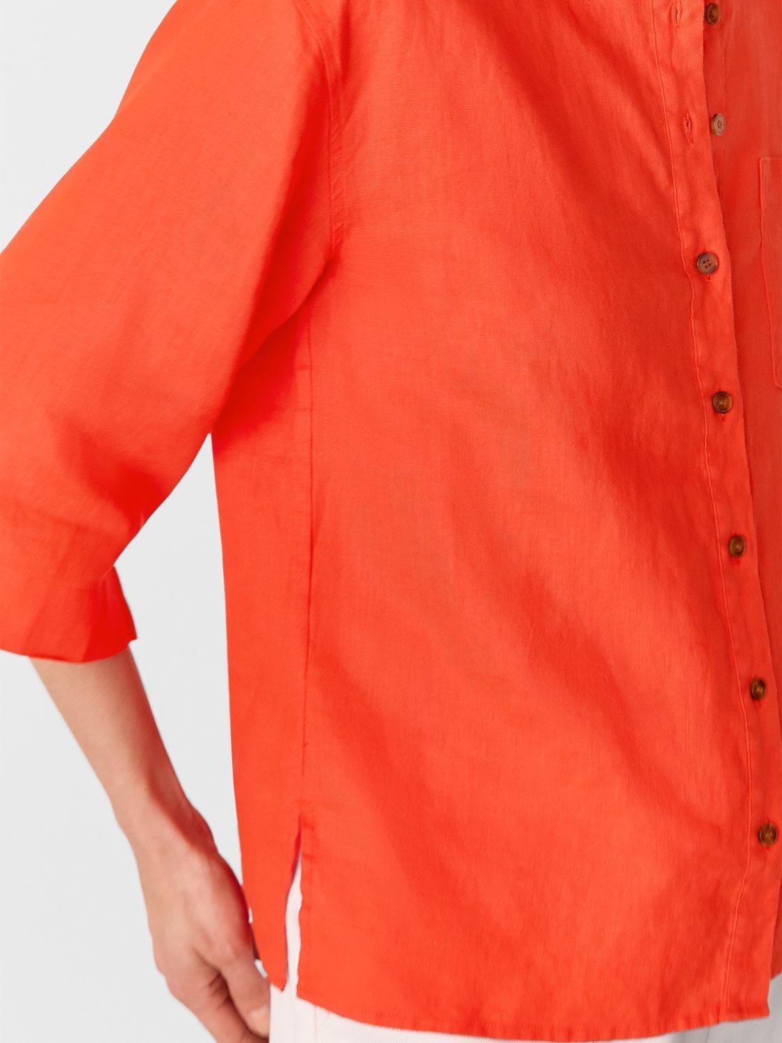 Product image 4 of 5, which shows Whistles Pure Linen Grandad Collar Shirt, Red, 6