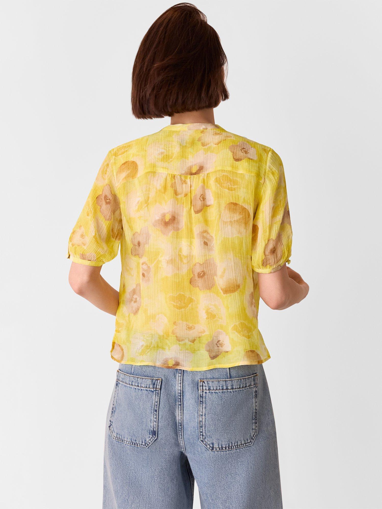 Product image 2 of 5, which shows Whistles Sunshine Short Sleeve Floral Blouse, Yellow/Multi, 6