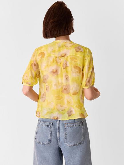 Whistles Sunshine Short Sleeve Floral Blouse, Yellow/Multi - view 2, Yellow/Multi
