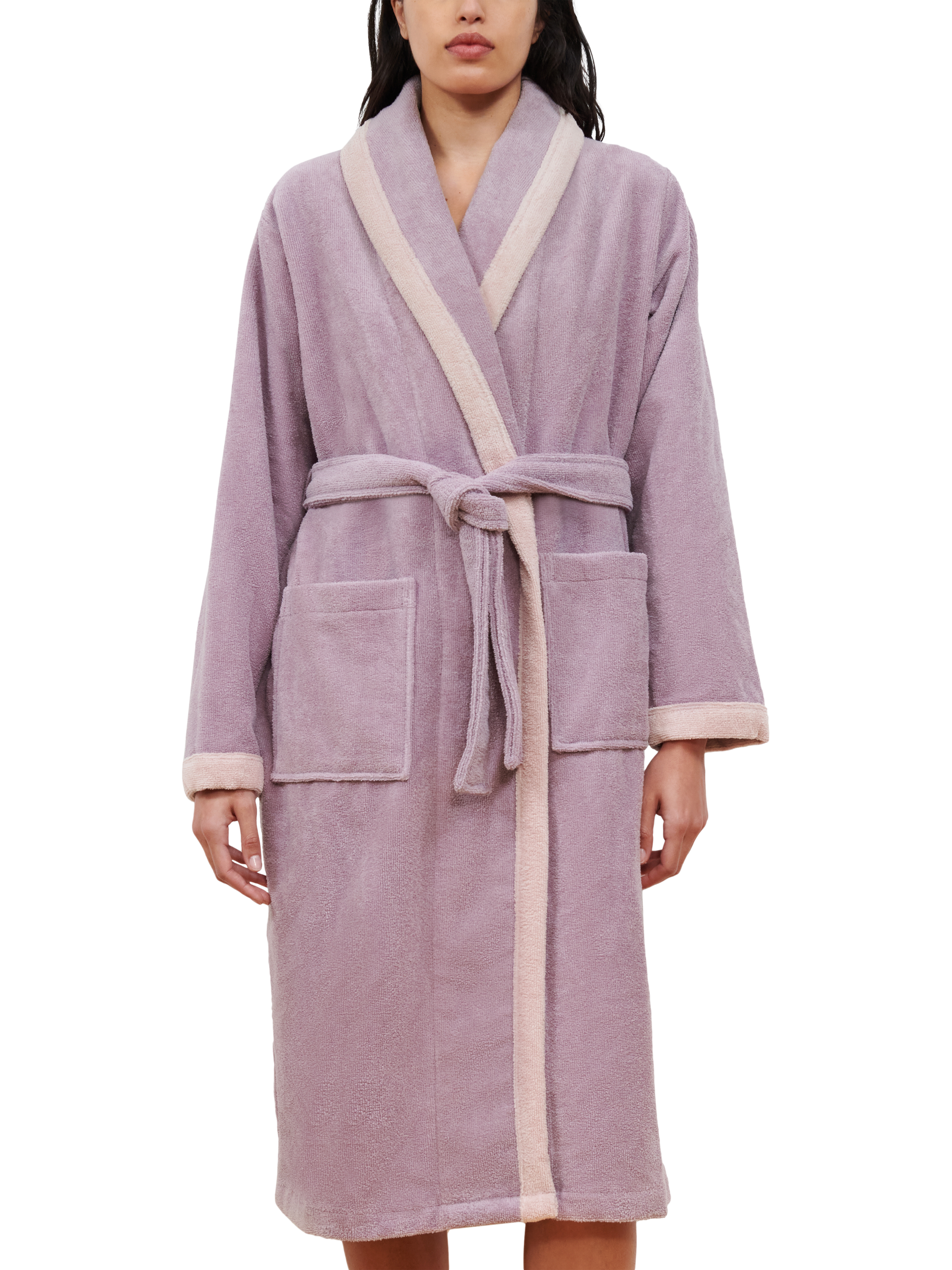 Product image 1 of 4, which shows Femilet Kelly Soft Feel Bath Robe, Mauve/Rose, S