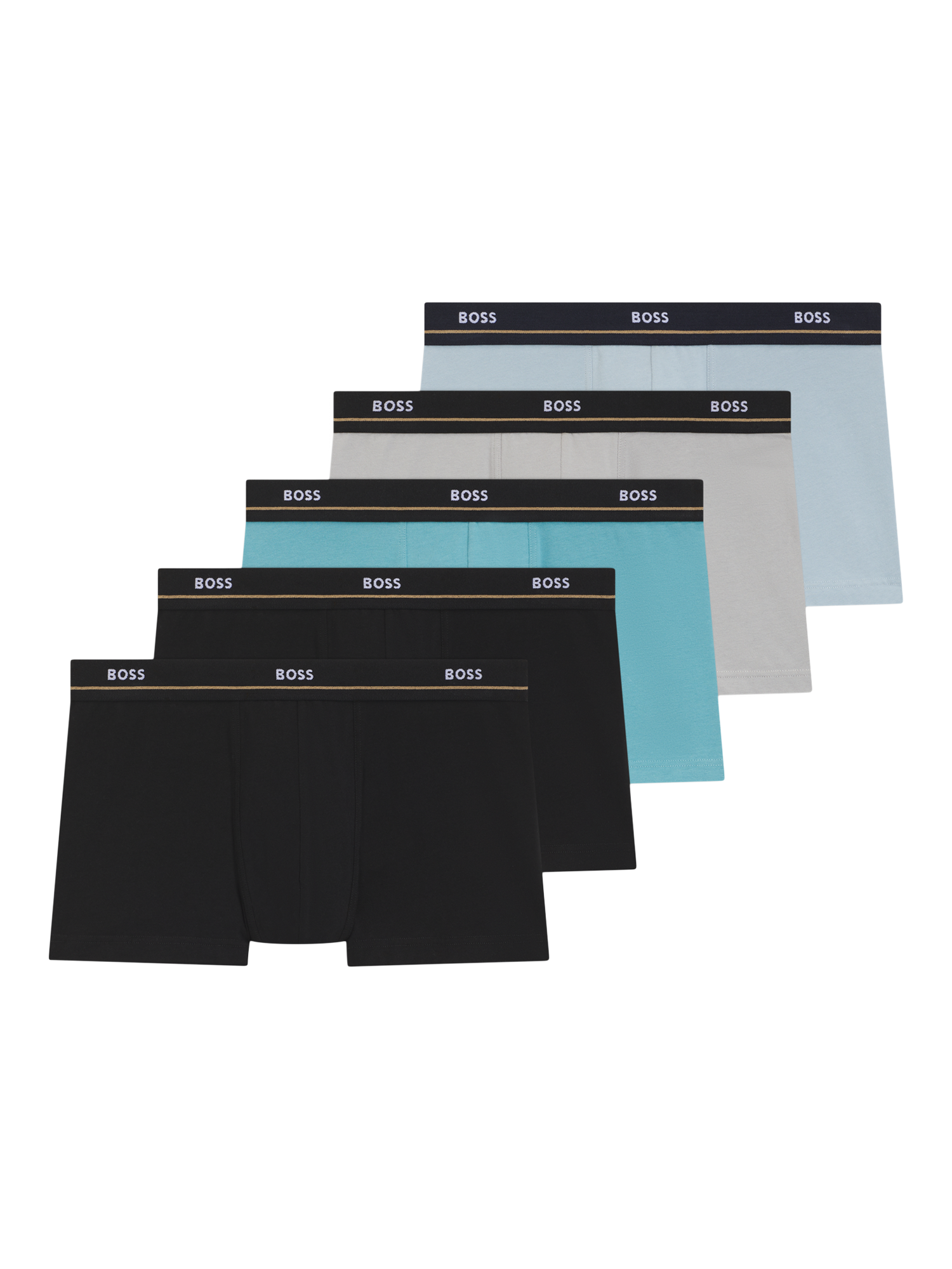 Product image 1 of 7, which shows BOSS Stretch Cotton Logo Trunks, Pack of 5, Multi, XL