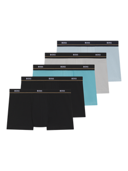 BOSS Stretch Cotton Logo Trunks, Pack of 5, Multi, Multi