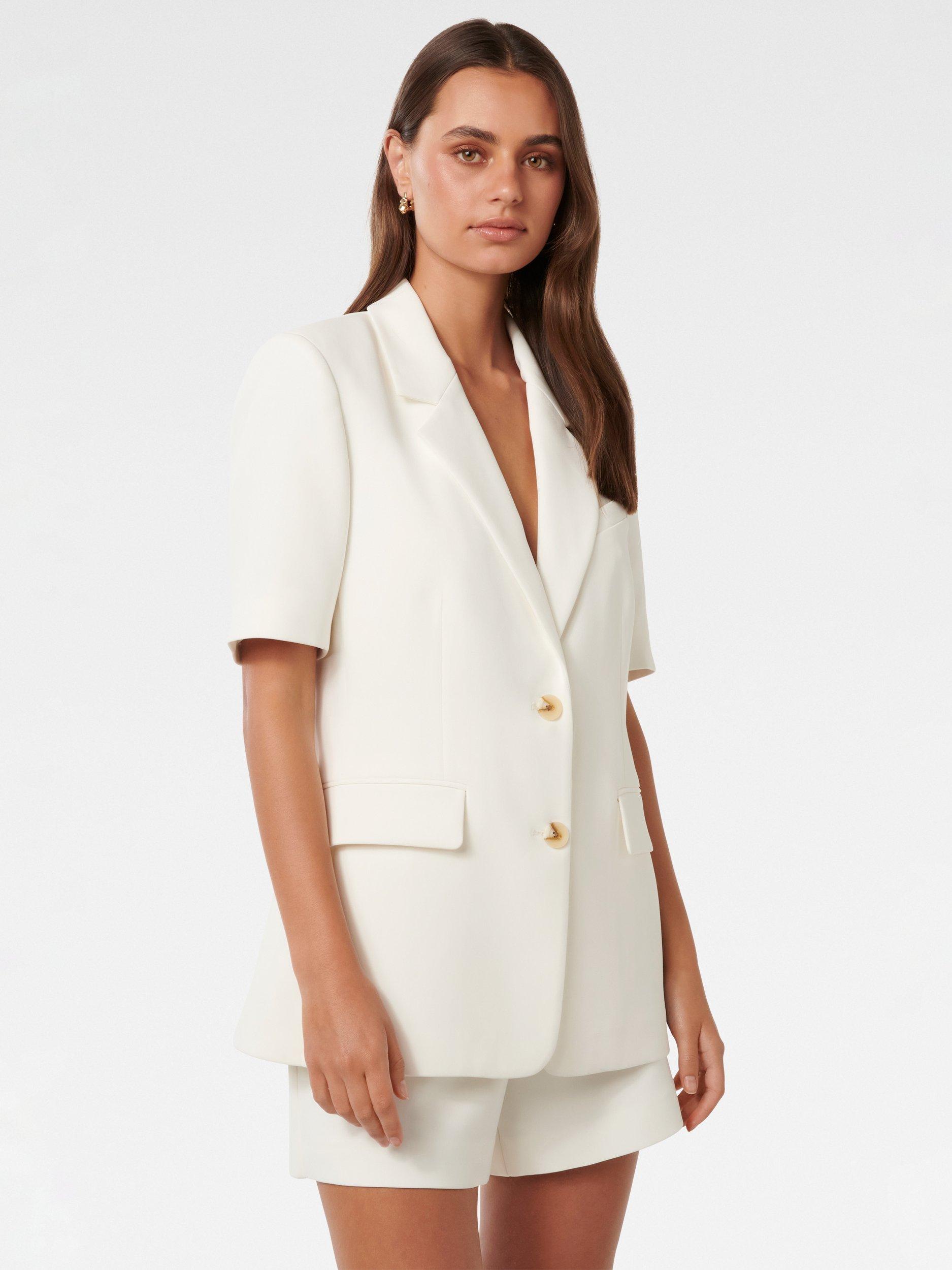Product image 3 of 5, which shows Forever New Azura Short Sleeve Jacket, Porcelain Suit, 4