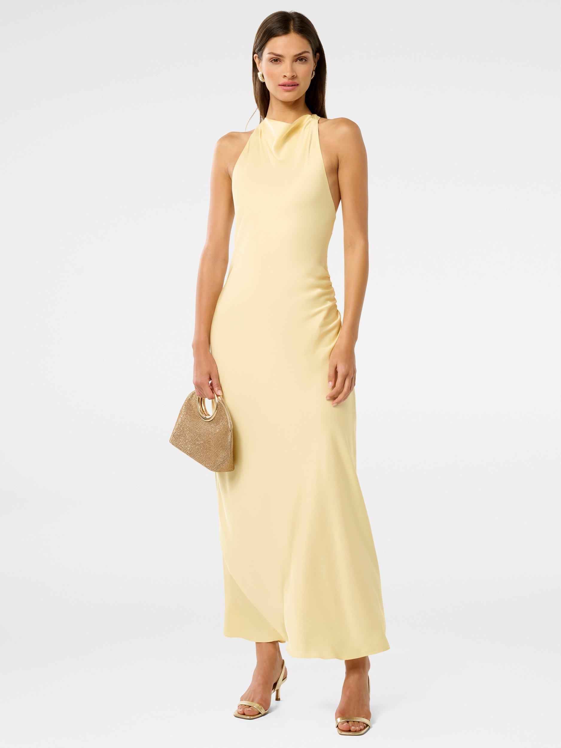 Product image 5 of 5, which shows Forever New Audrey Backless Satin Maxi Dress, Soft Yellow, 4