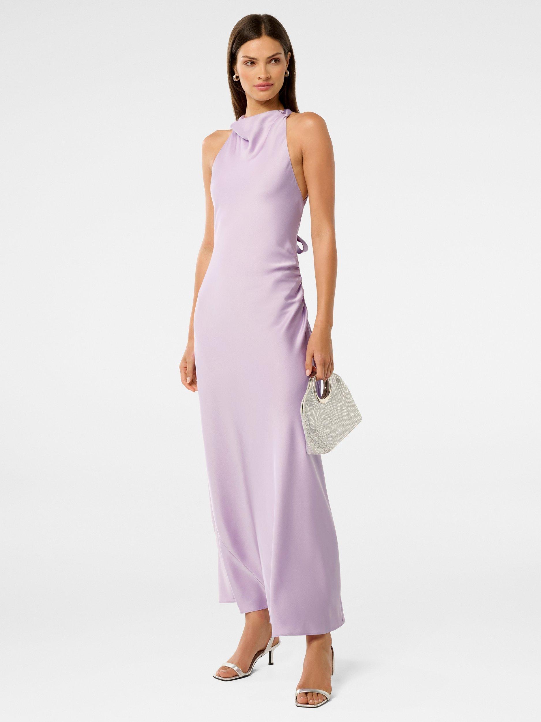Product image 5 of 5, which shows Forever New Audrey Backless Satin Maxi Dress, Lavender Fog, 4