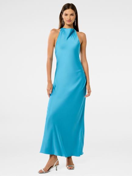 Forever New Audrey Backless Satin Maxi Dress, Horizon Blue