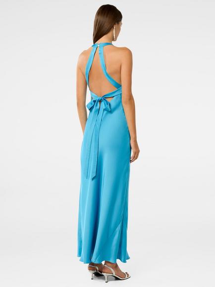 Forever New Audrey Backless Satin Maxi Dress - view 2, Horizon Blue