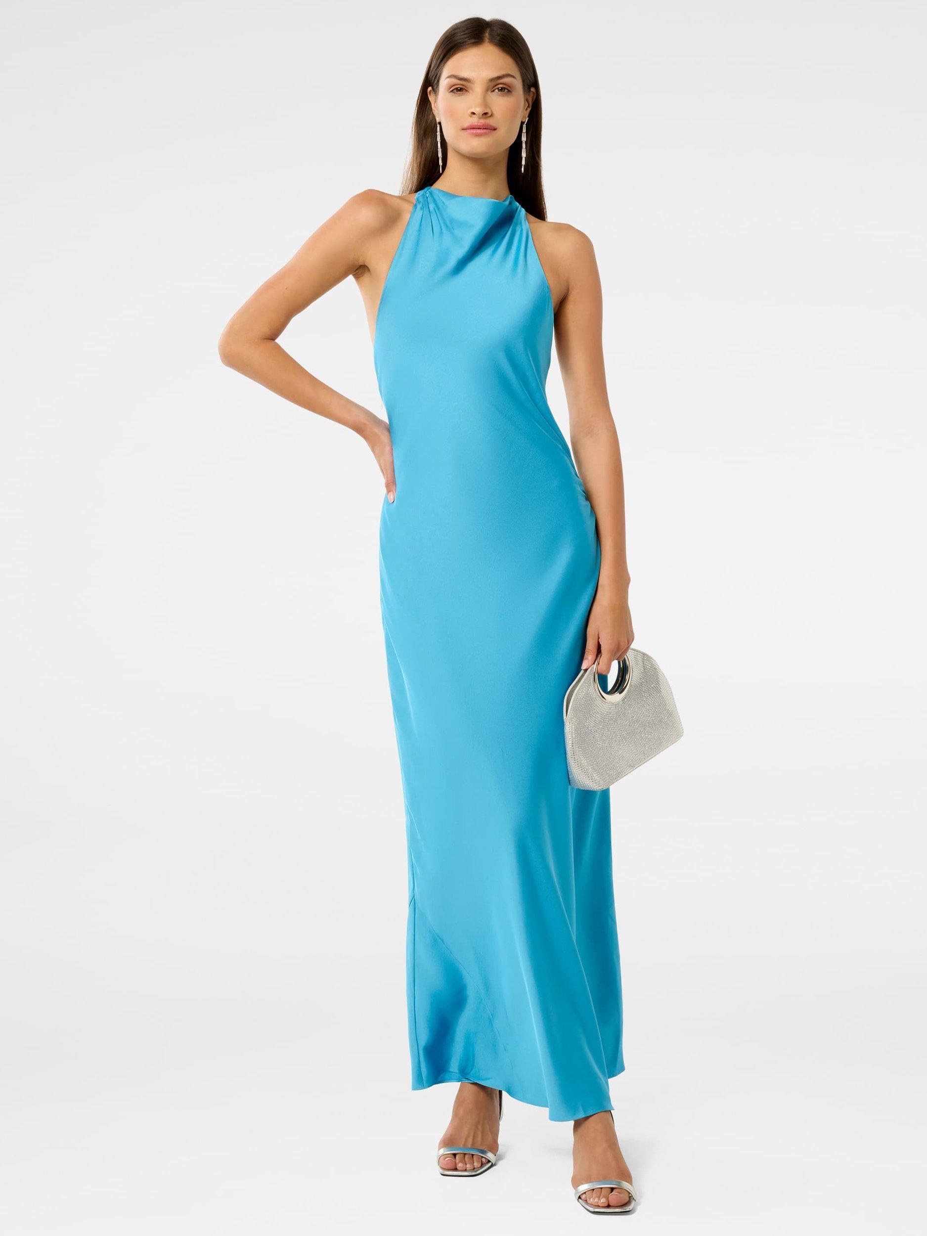 Product image 5 of 5, which shows Forever New Audrey Backless Satin Maxi Dress, Horizon Blue, 4