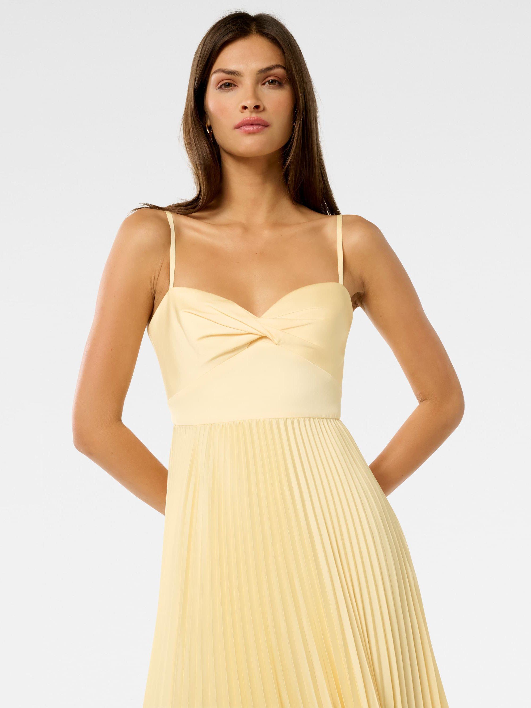 Product image 4 of 5, which shows Forever New Chloe Pleated Midi Dress, Soft Yellow, 4