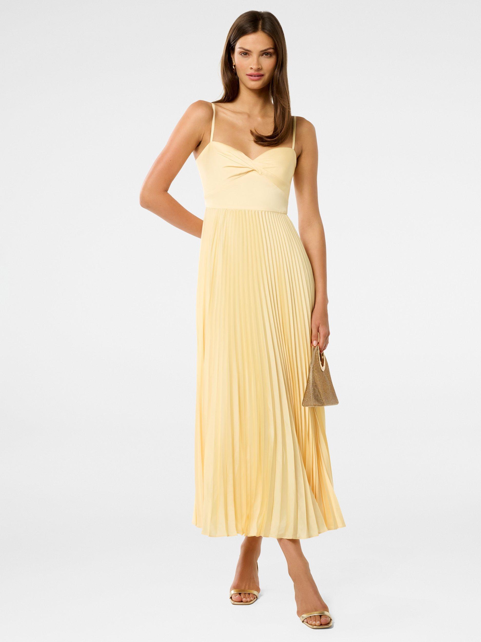 Product image 5 of 5, which shows Forever New Chloe Pleated Midi Dress, Soft Yellow, 4