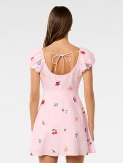 Forever New Clara Embroidered Pure Linen Mini Dress - view 2, Cotton Candy