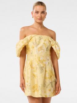 Forever New Jacquie Off-Shoulder Mini Dress, Gold Layla Botanica