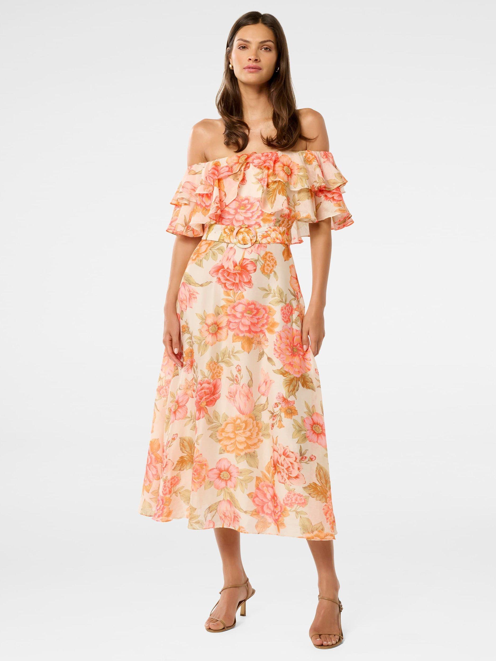 Product image 1 of 4, which shows Forever New Jemima Floral Ruffle Midi Dress, Multi, 4