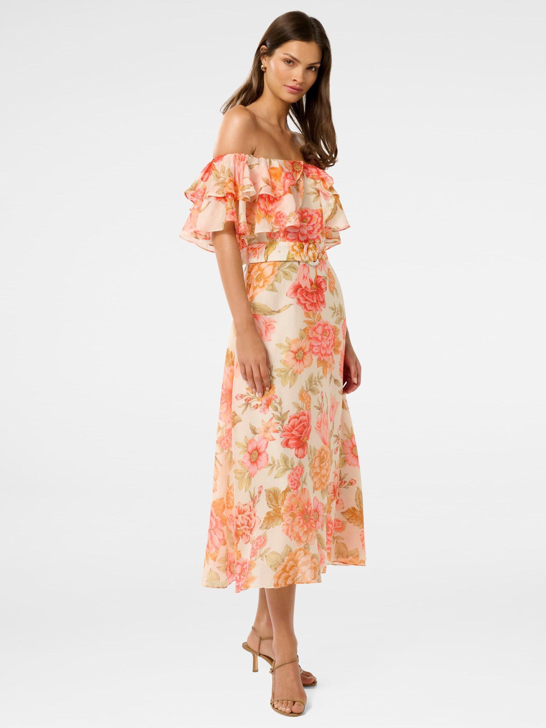 Product image 3 of 4, which shows Forever New Jemima Floral Ruffle Midi Dress, Multi, 4