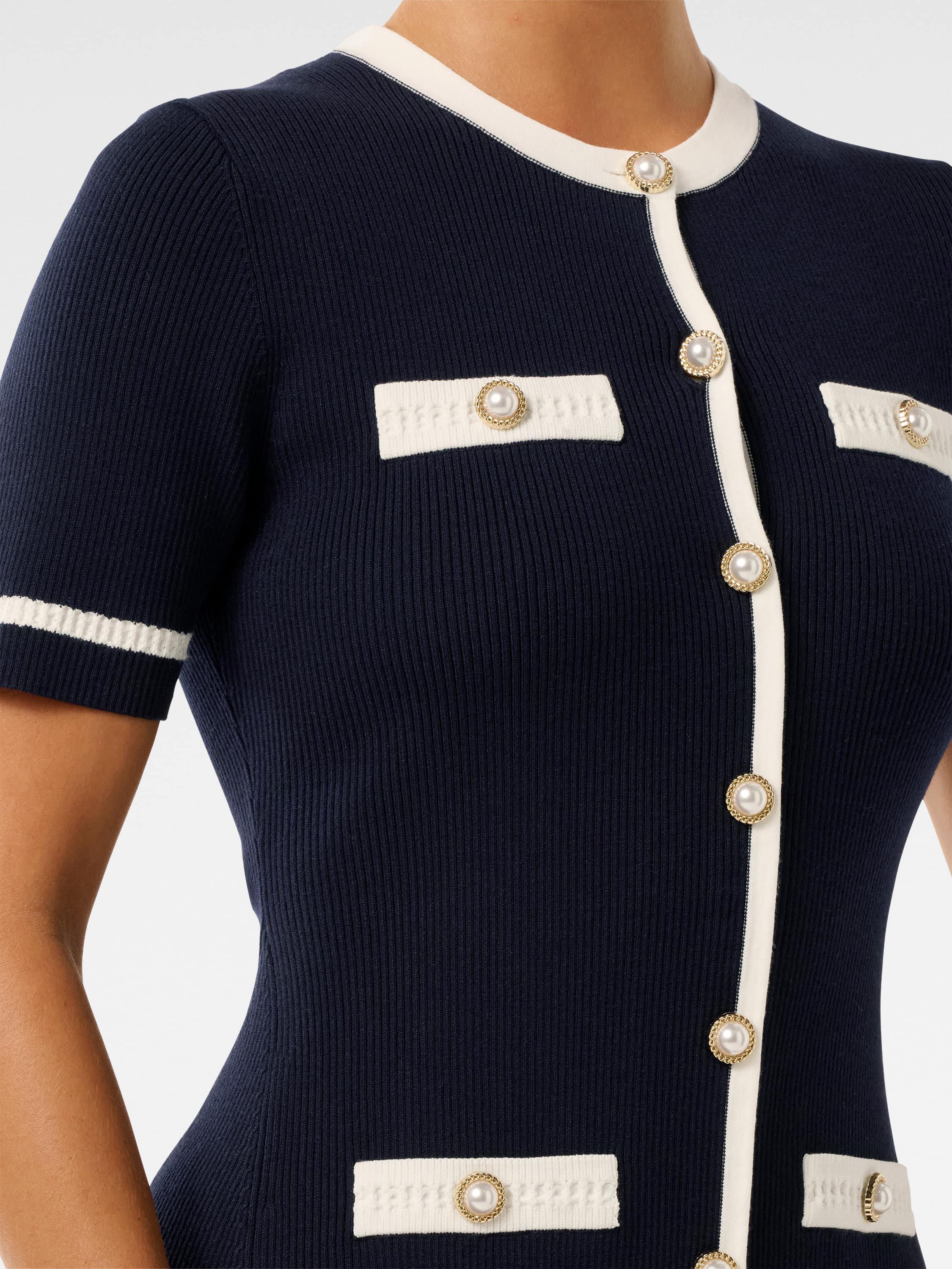 Forever New Kerry Petite Ribbed Contrast Knitted Mini Dress