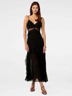 Forever New Lara Pleated Ruffle Maxi Dress, Black