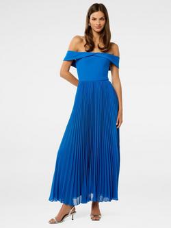 Forever New Louise Off Shoulder Pleated Midi Dress, Cobalt Blue, Cobalt Blue