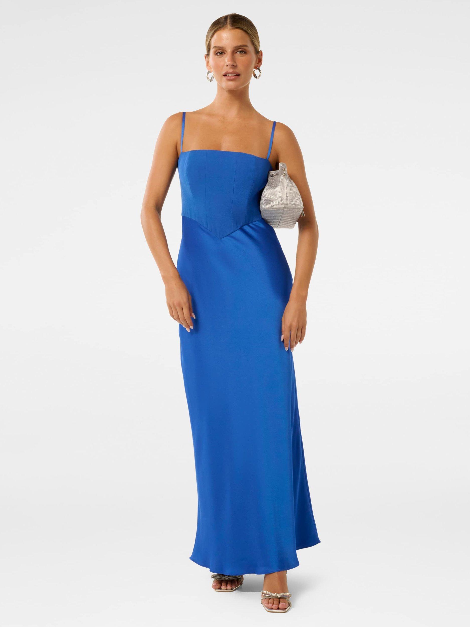 Product image 1 of 5, which shows Forever New Petite Marli Corset Maxi Dress, Intense Azure, 4