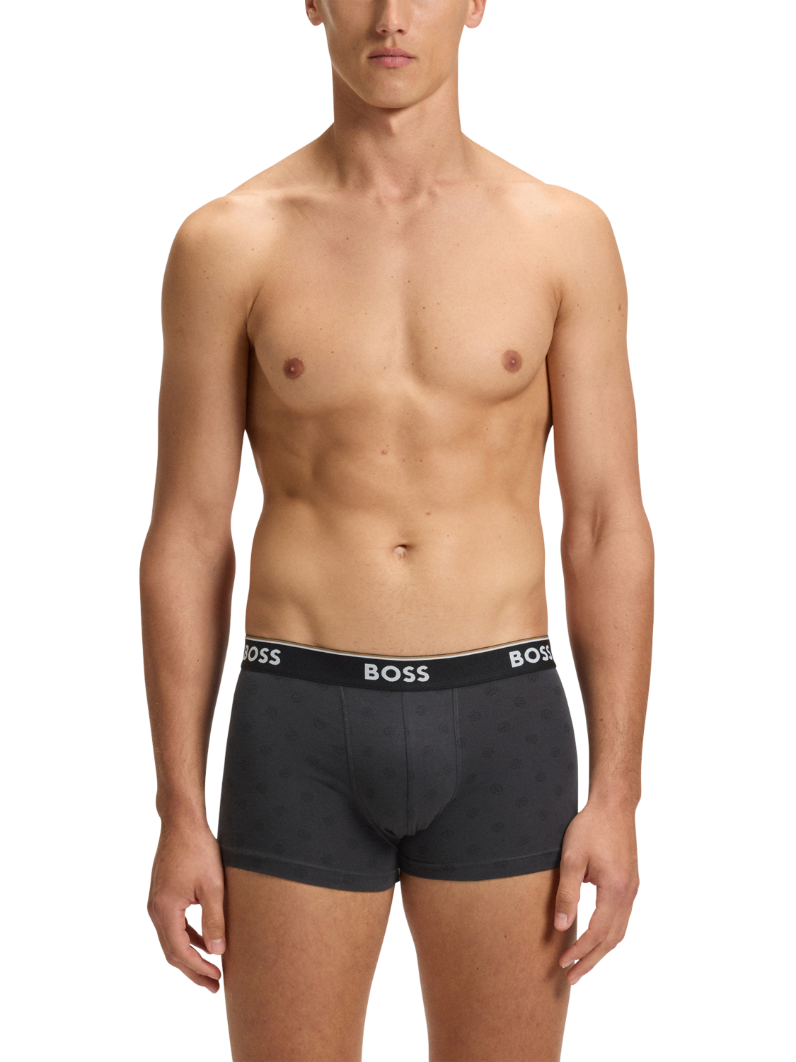 Product image 4 of 6, which shows HUGO BOSS BOSS Cotton Blend Trunks, Pack of 3, Black, L