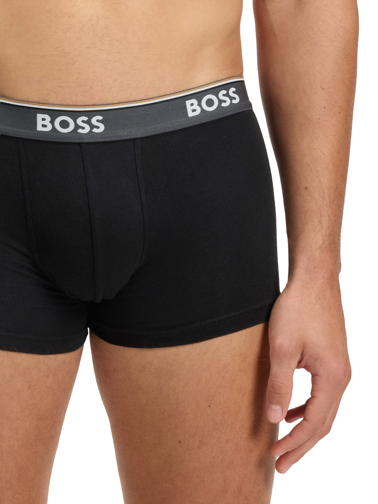 Product image 5 of 6, which shows HUGO BOSS BOSS Cotton Blend Trunks, Pack of 3, Black, L