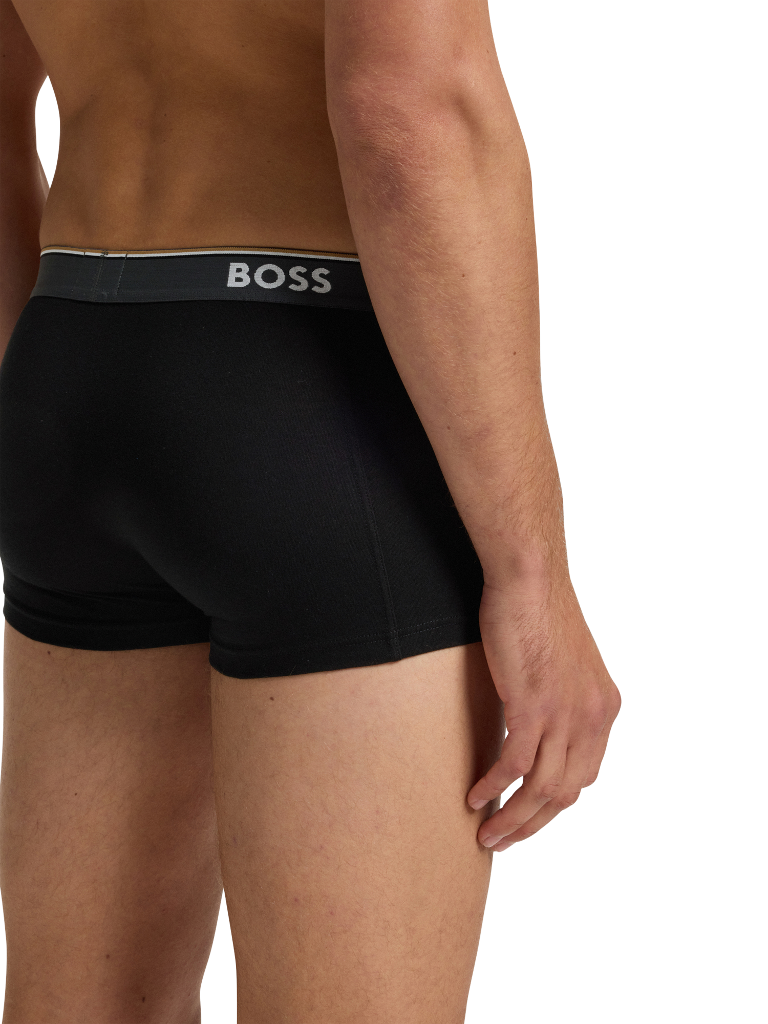 Product image 6 of 6, which shows HUGO BOSS BOSS Cotton Blend Trunks, Pack of 3, Black, L