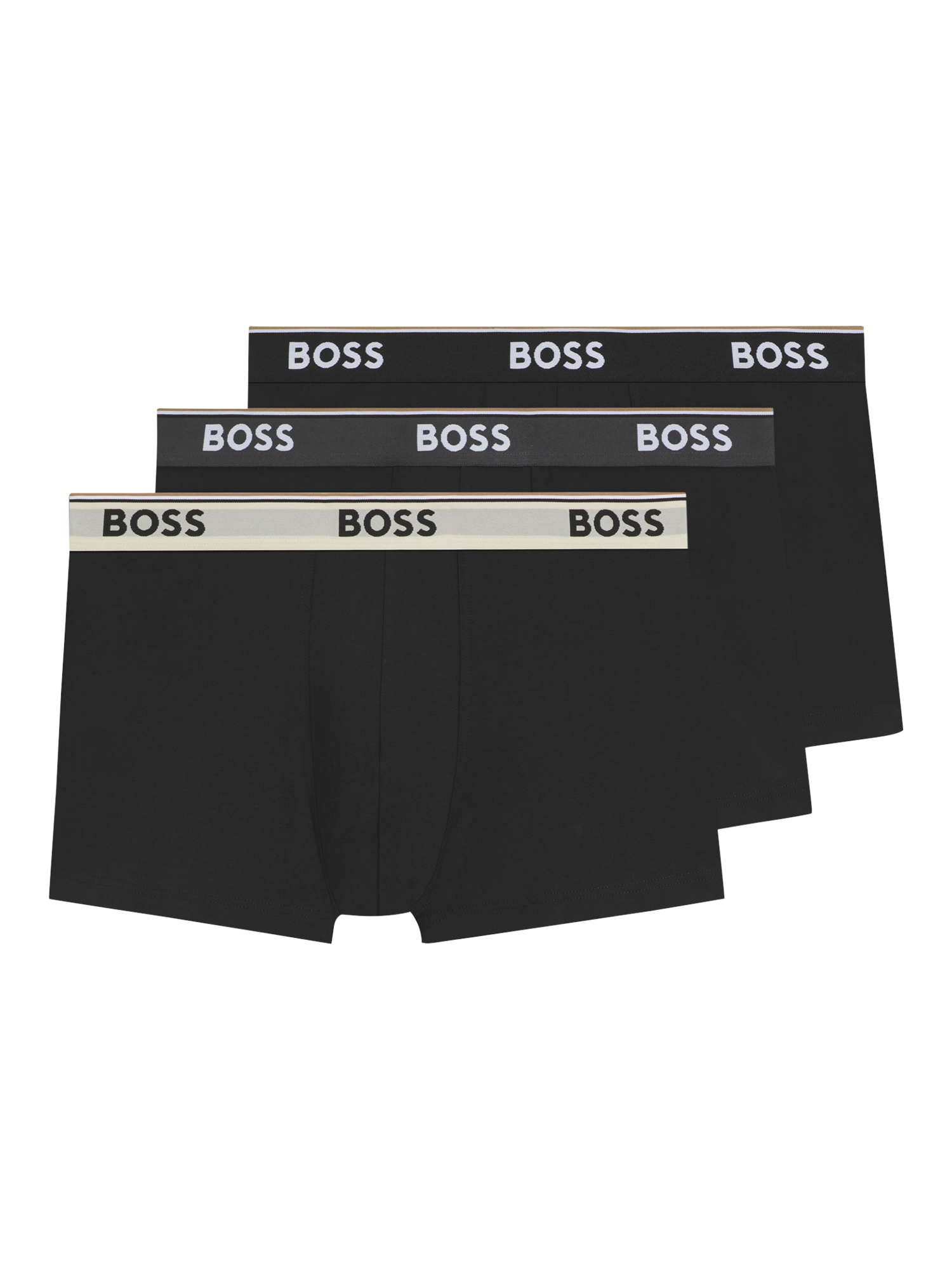 Product image 1 of 7, which shows HUGO BOSS BOSS Cotton Blend Trunks, Pack of 3, Black/Multi, M