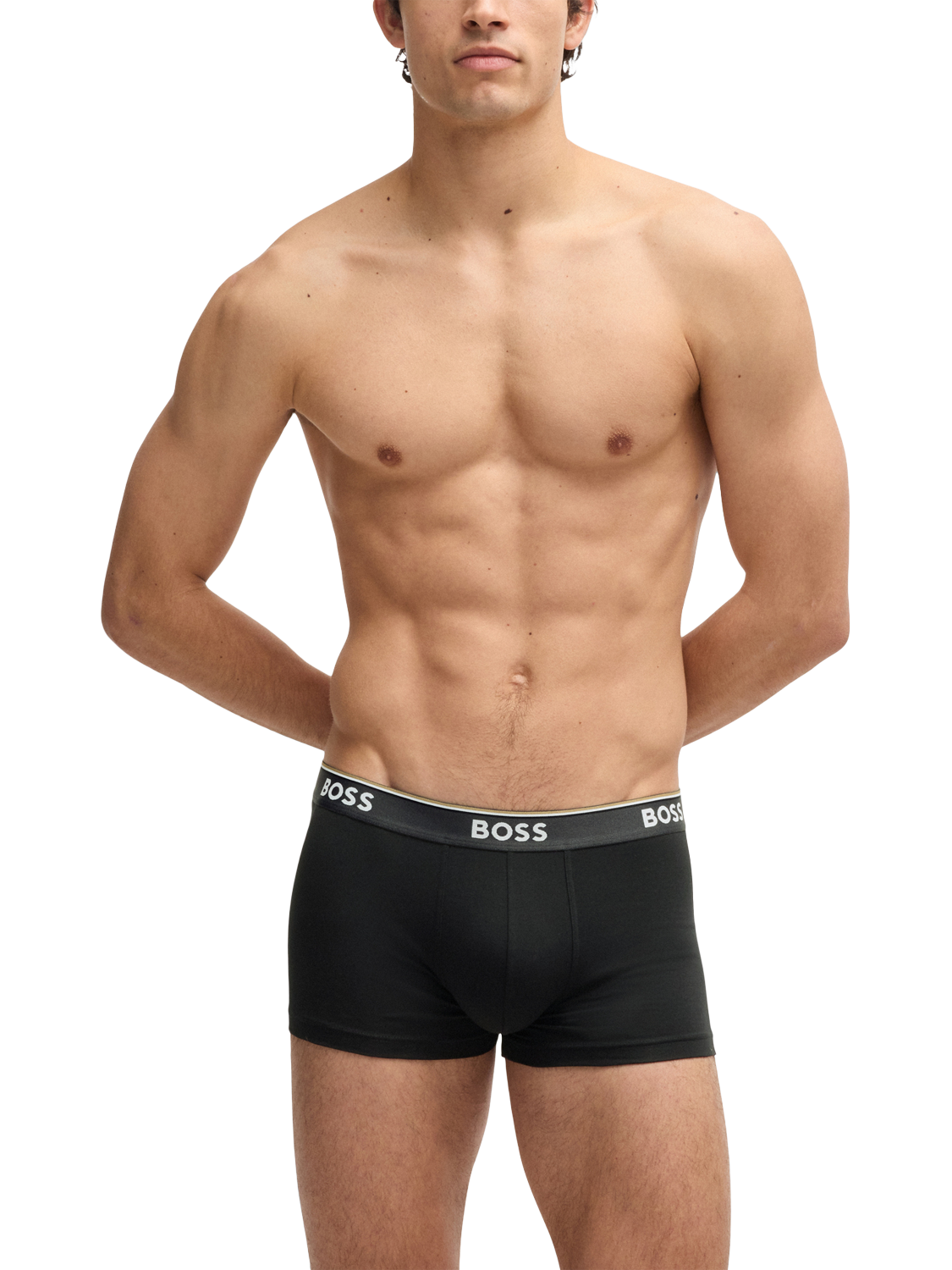 Product image 2 of 7, which shows HUGO BOSS BOSS Cotton Blend Trunks, Pack of 3, Black/Multi, M