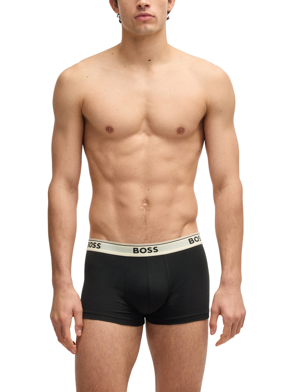 Product image 4 of 7, which shows HUGO BOSS BOSS Cotton Blend Trunks, Pack of 3, Black/Multi, M