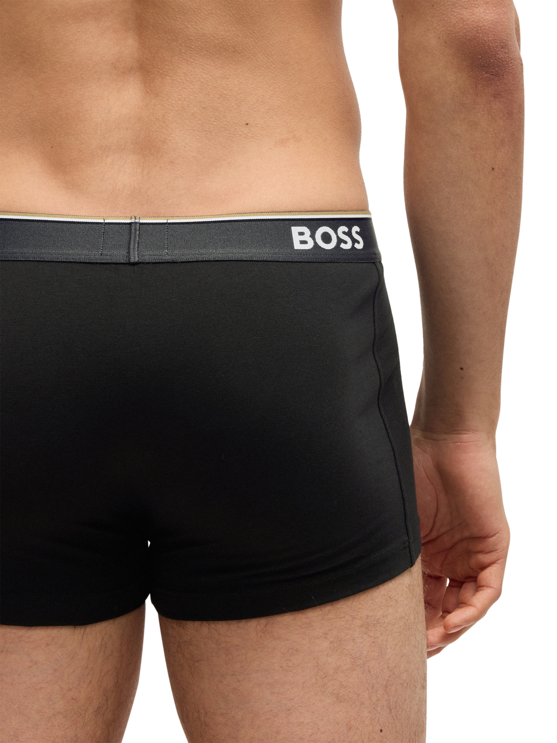 Product image 6 of 7, which shows HUGO BOSS BOSS Cotton Blend Trunks, Pack of 3, Black/Multi, M