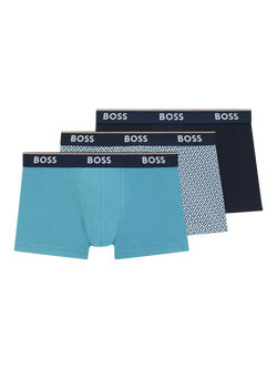HUGO BOSS BOSS Logo Cotton Blend Trunks, Pack of 3, Multi