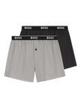 BOSS Cotton Boxer Shorts, Pack of 2, Light Grey/Multi