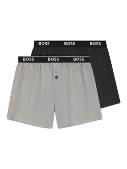 BOSS Cotton Boxer Shorts, Pack of 2, Light Grey/Multi, Light Grey/Multi