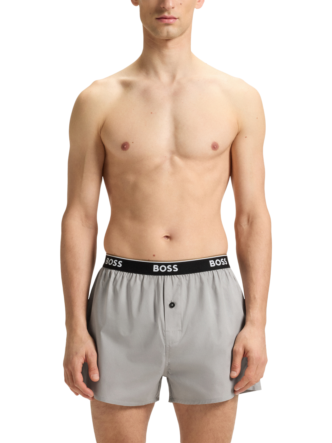 Product image 4 of 6, which shows BOSS Cotton Boxer Shorts, Pack of 2, Light Grey/Multi, S