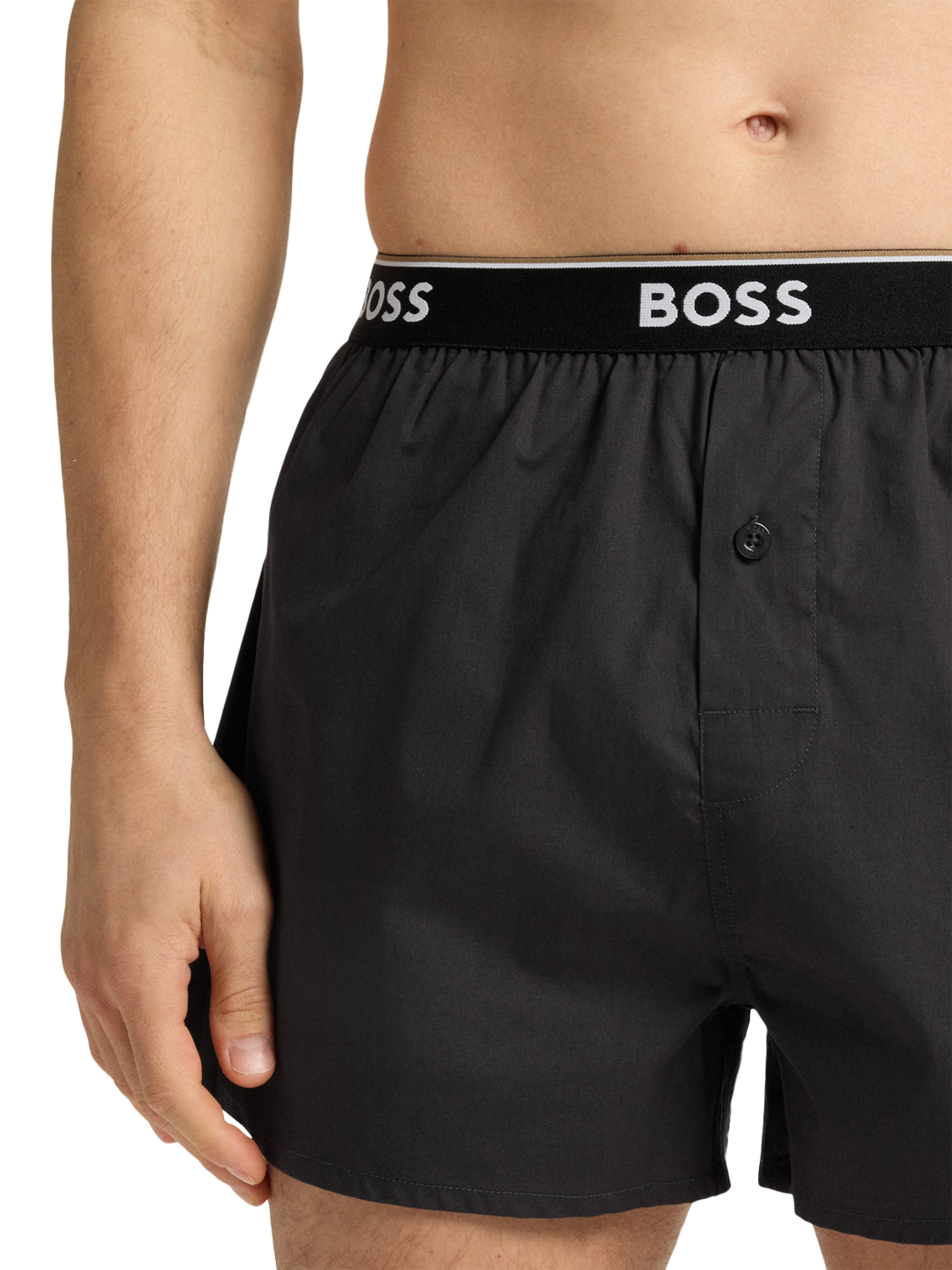 Product image 5 of 6, which shows BOSS Cotton Boxer Shorts, Pack of 2, Light Grey/Multi, S