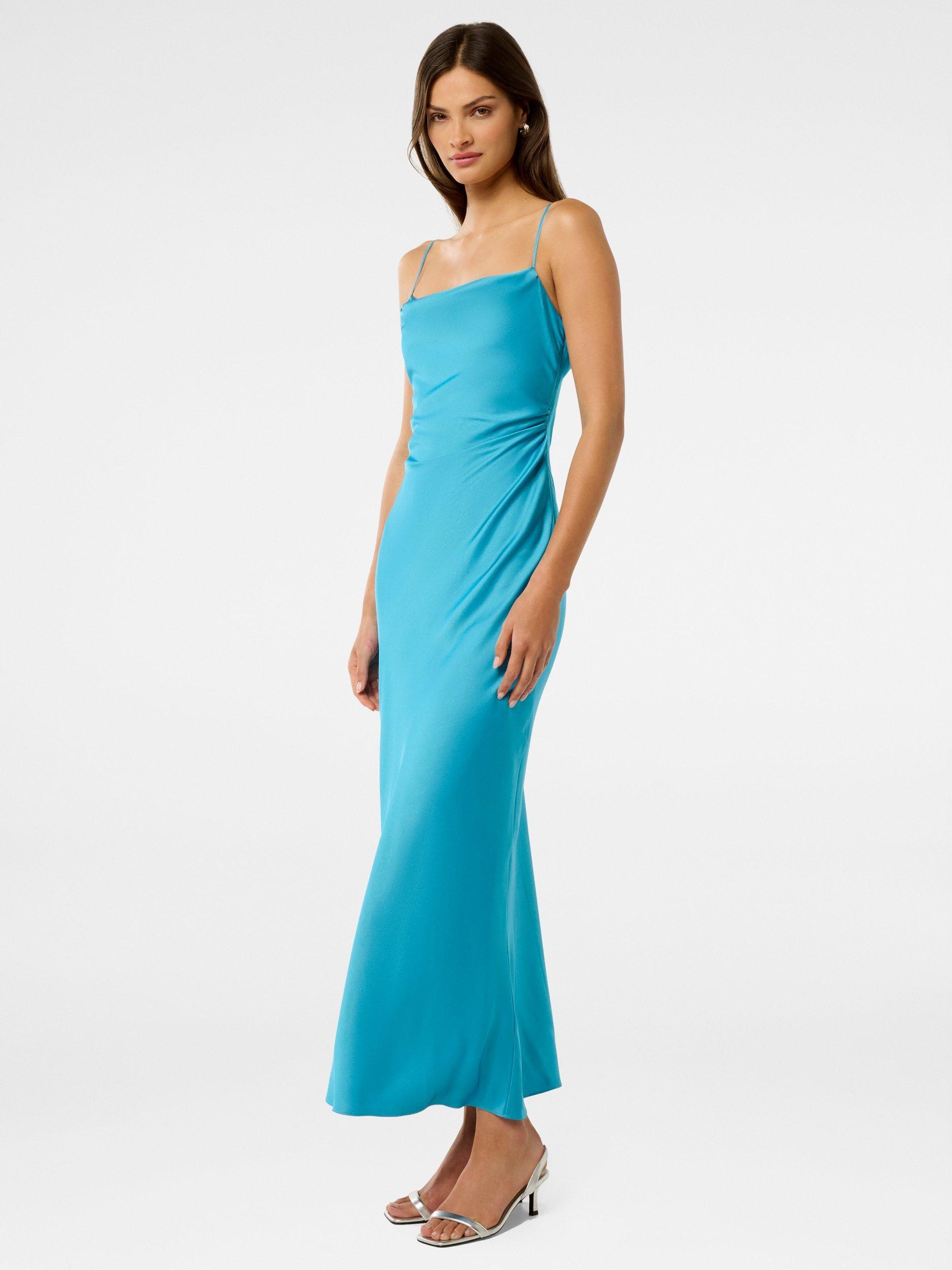 Product image 3 of 5, which shows Forever New Mia Satin Maxi Dress, Horizon Blue, 4