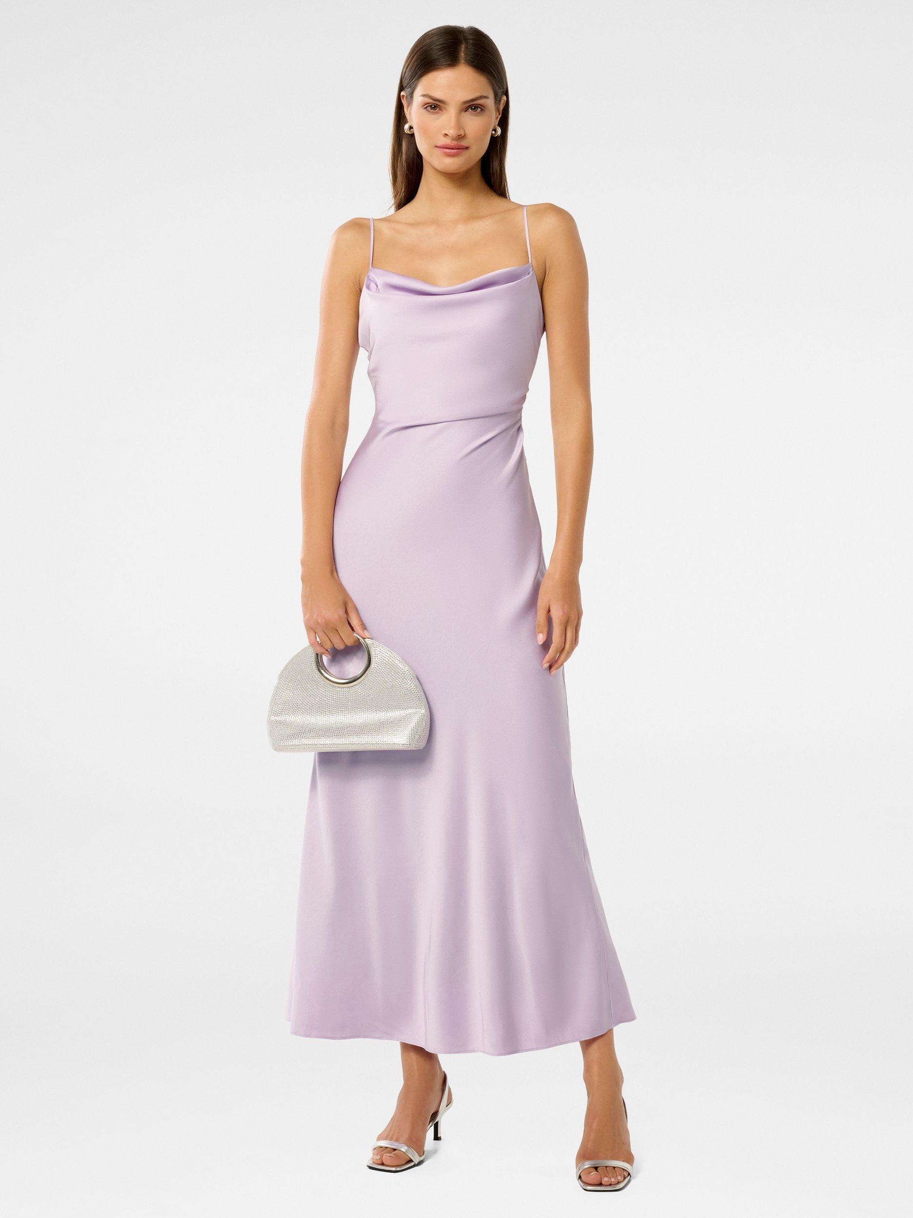 Product image 5 of 5, which shows Forever New Mia Satin Maxi Dress, Lavender Fog, 4
