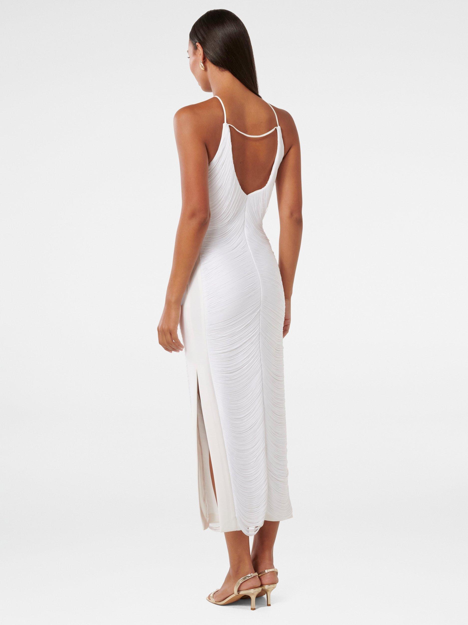 Product image 2 of 4, which shows Forever New Quinn Fringe Bodycon Maxi Dress, Porcelain, 4