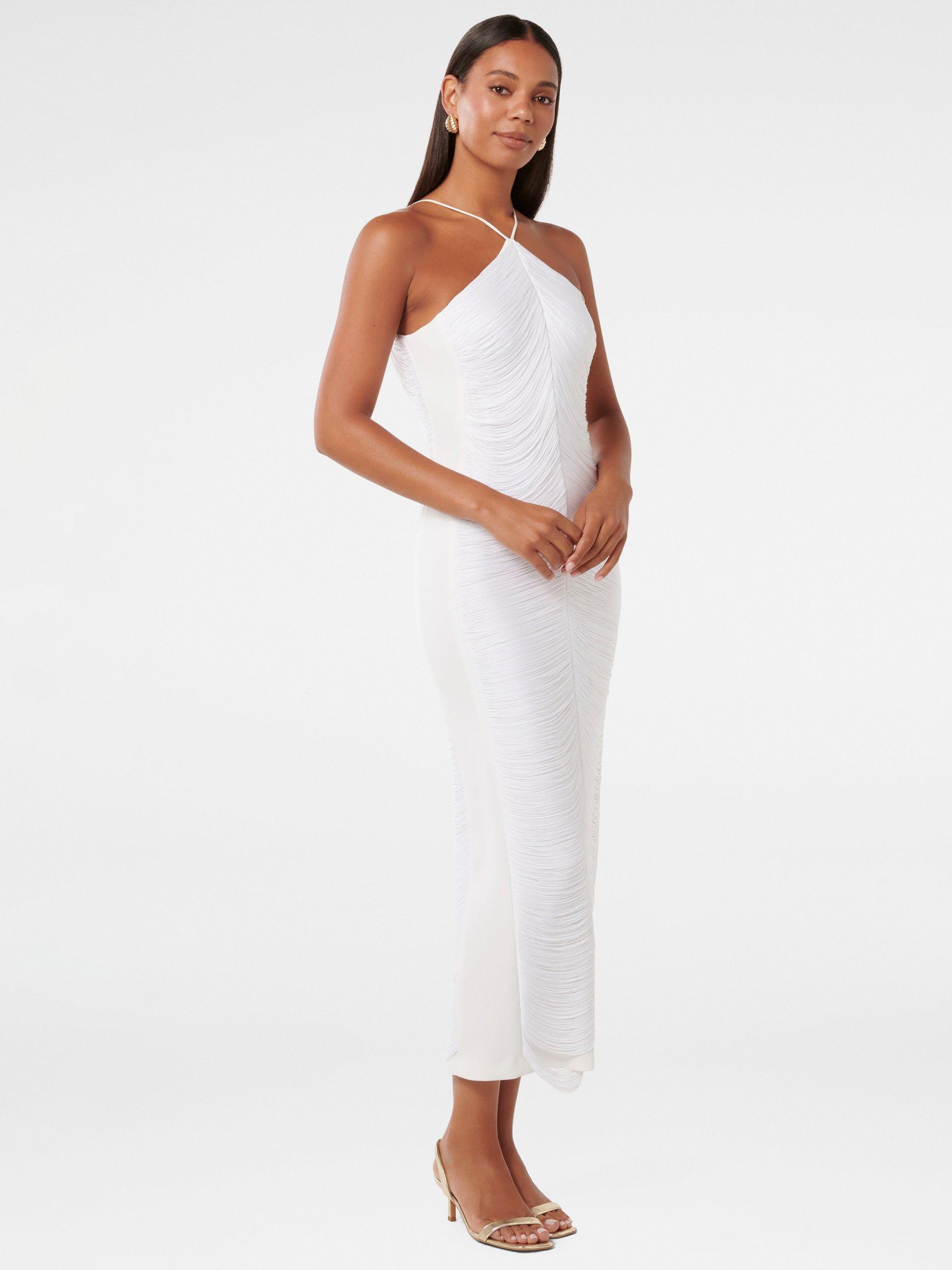 Product image 3 of 4, which shows Forever New Quinn Fringe Bodycon Maxi Dress, Porcelain, 4
