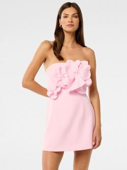 Forever New Tessa Flower Polyester Blend Bandeau Mini Dress, Soft Pink
