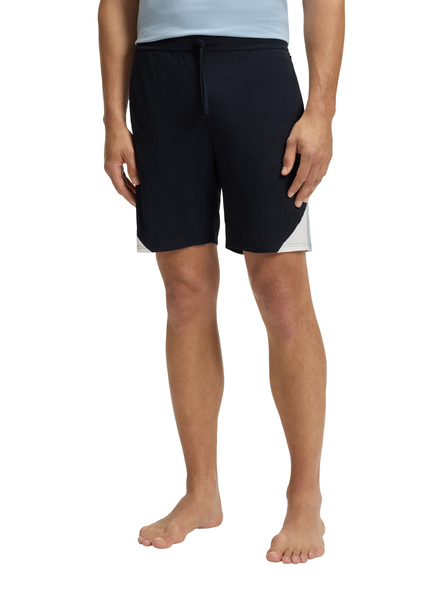 Product image 1 of 6, which shows HUGO BOSS BOSS Drawstring Cotton Blend Shorts, Dark Blue, M