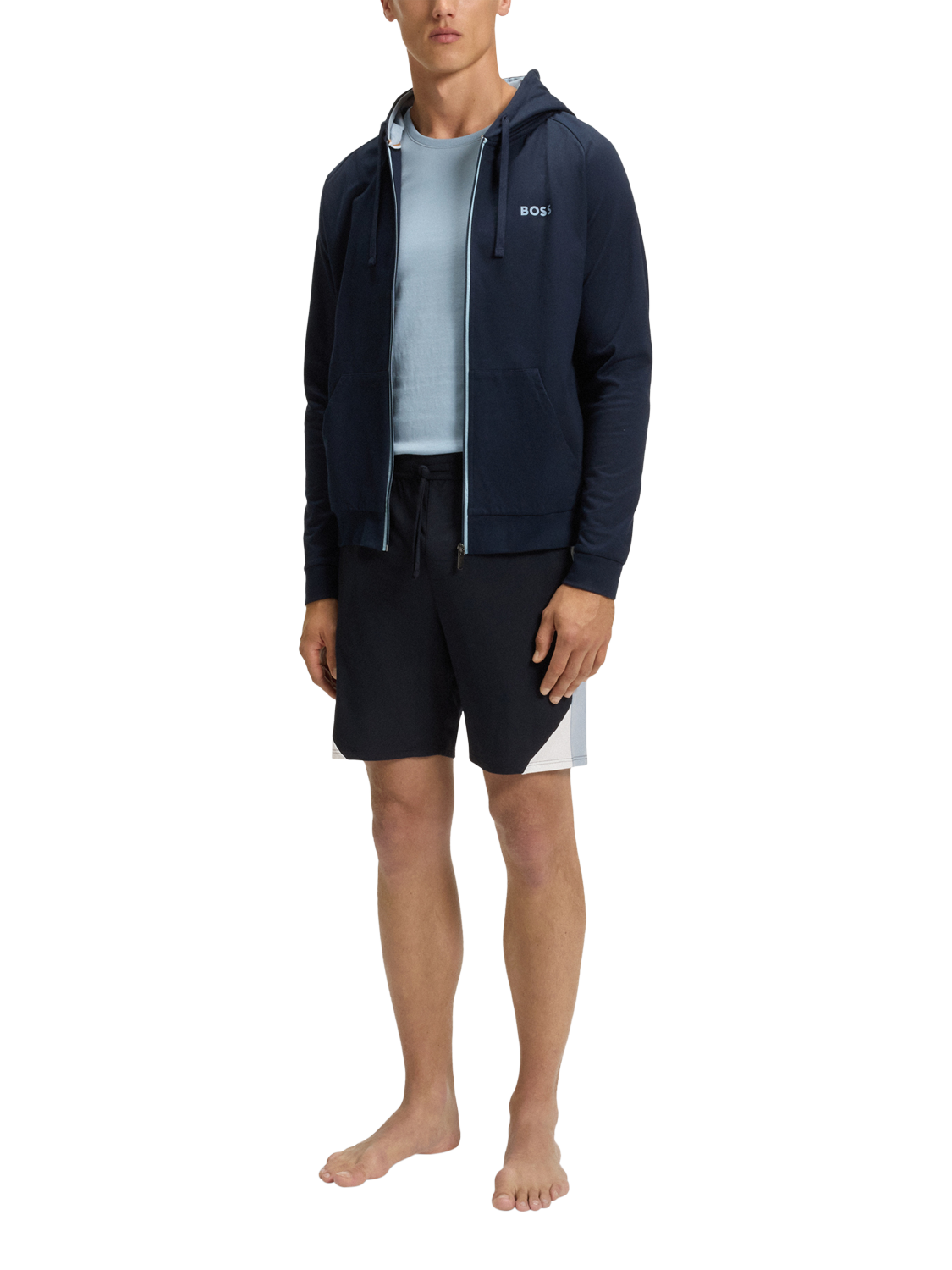 Product image 3 of 6, which shows HUGO BOSS BOSS Drawstring Cotton Blend Shorts, Dark Blue, M