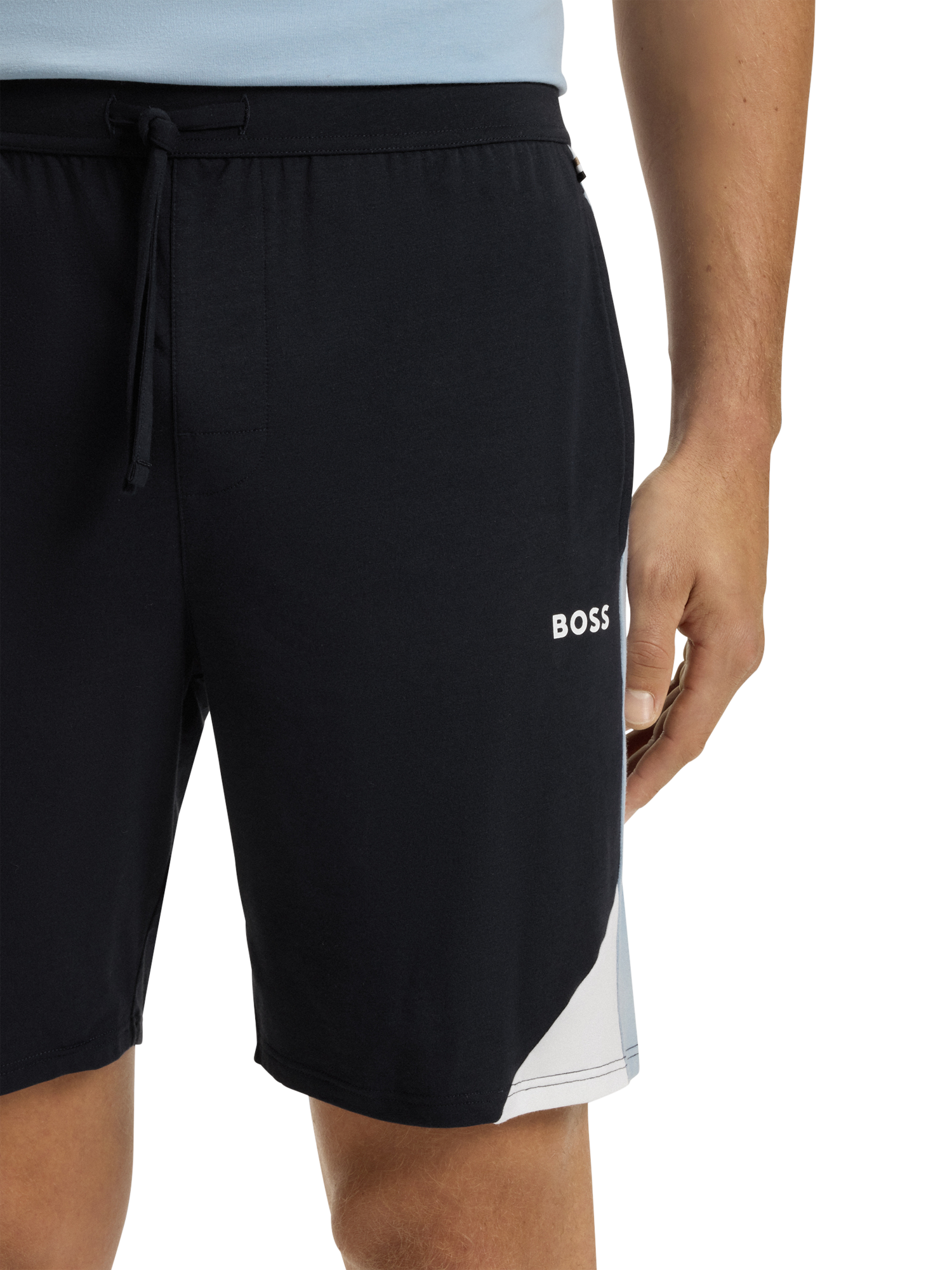 Product image 5 of 6, which shows HUGO BOSS BOSS Drawstring Cotton Blend Shorts, Dark Blue, M