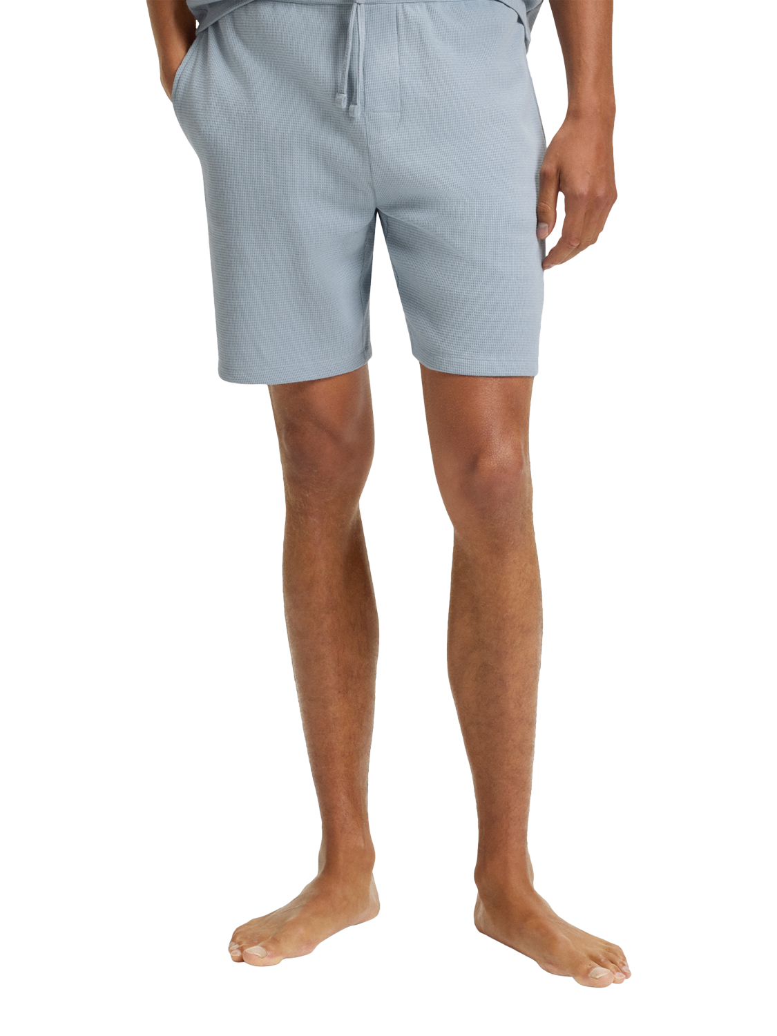 Product image 1 of 5, which shows HUGO BOSS BOSS Drawstring Cotton Blend Pyjama Shorts, Open Blue, L