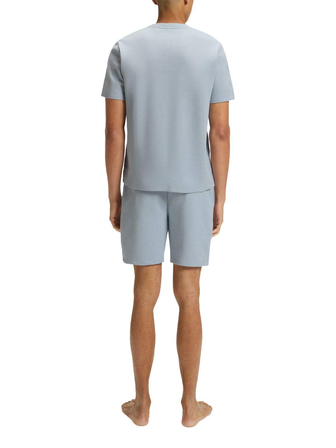Product image 2 of 5, which shows HUGO BOSS BOSS Drawstring Cotton Blend Pyjama Shorts, Open Blue, L