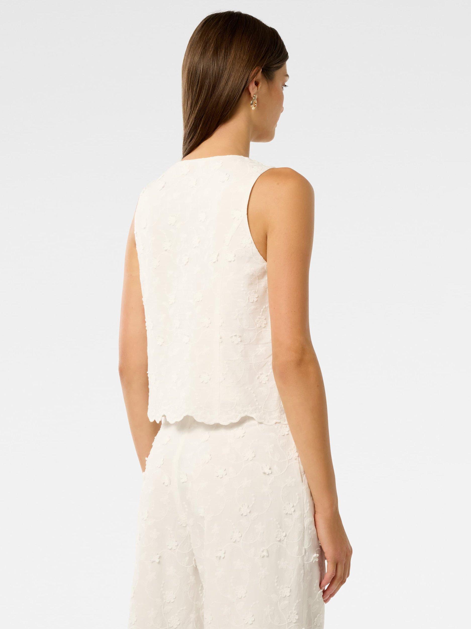 Product image 2 of 5, which shows Forever New Colette Broderie Cotton Top, Porcelain, 4