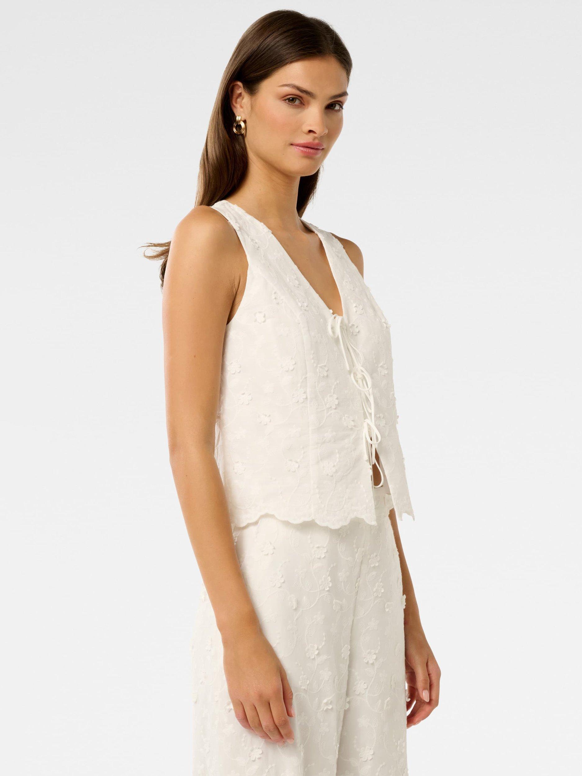 Product image 3 of 5, which shows Forever New Colette Broderie Cotton Top, Porcelain, 4